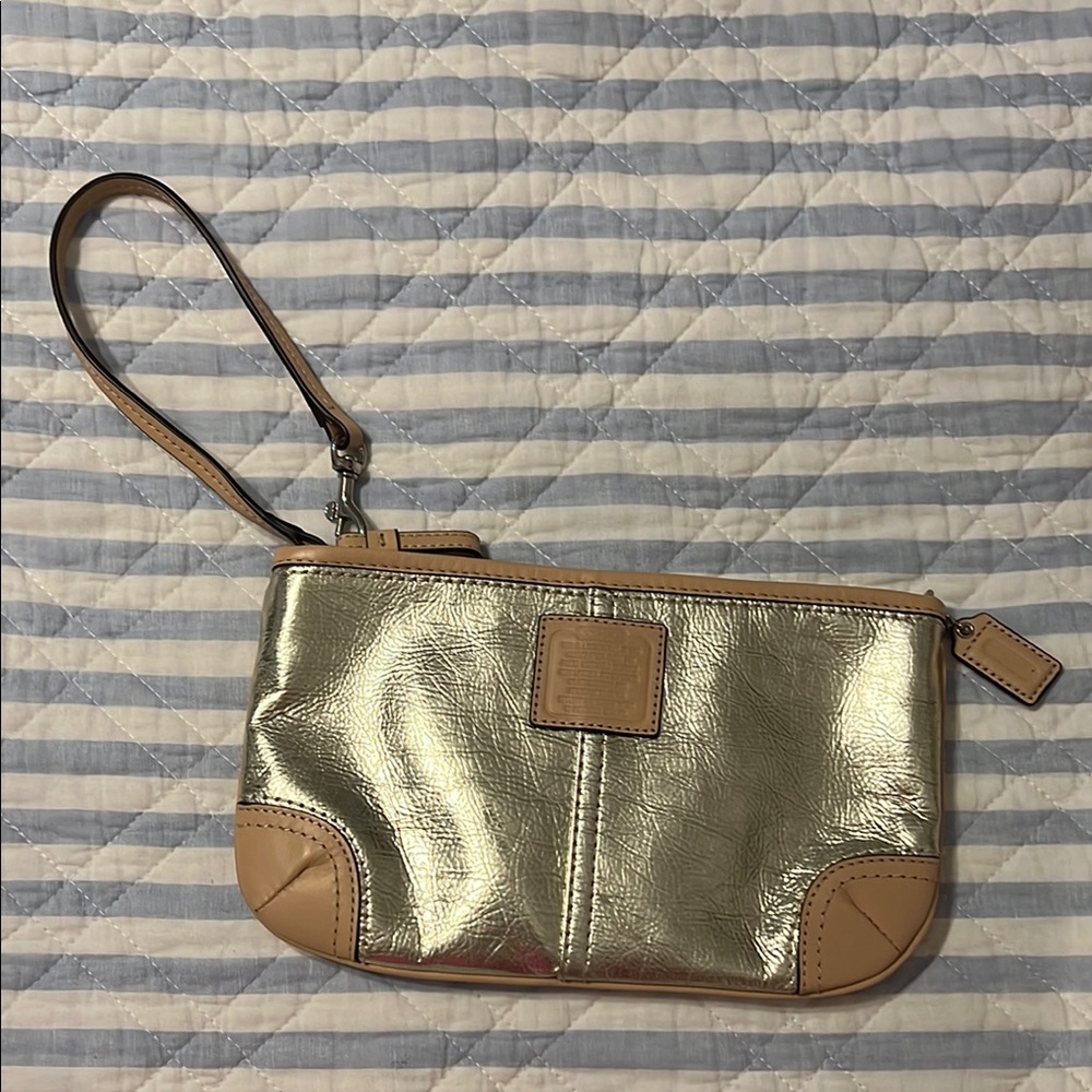 Coach Wristlet Metallic Gold